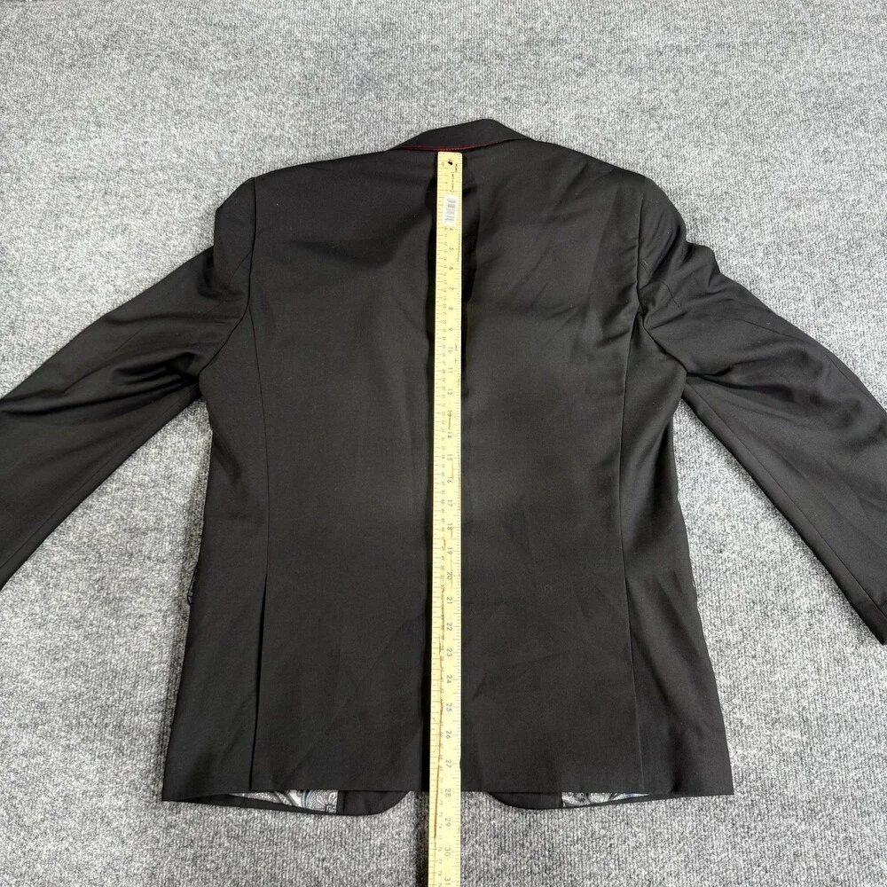 Alan Flusser Mens Black Solid Suit Jacket Single Breasted Two Button Notch